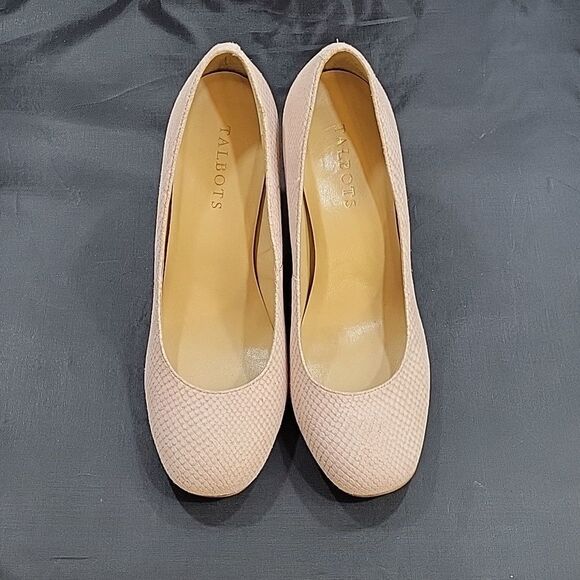 TALBOTS GENUINE LEATHER CLEAR HEEL INSET PUMPS SHOE - Picture 3 of 15